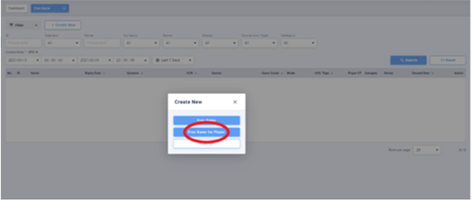Create free for player