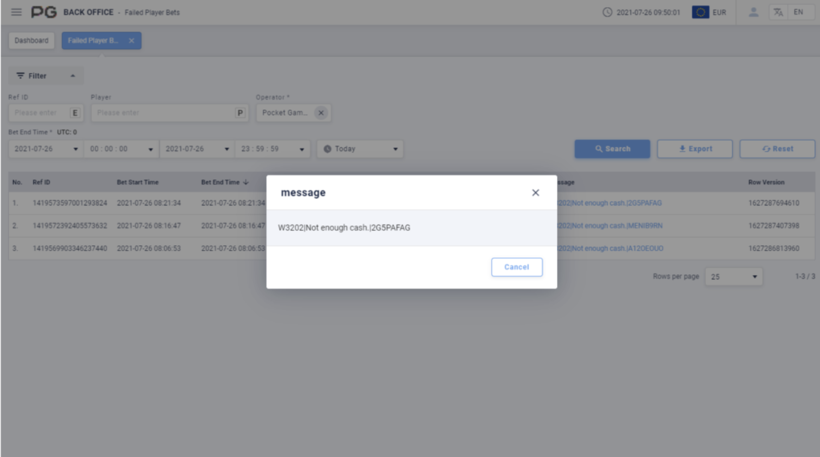 fail message fail message