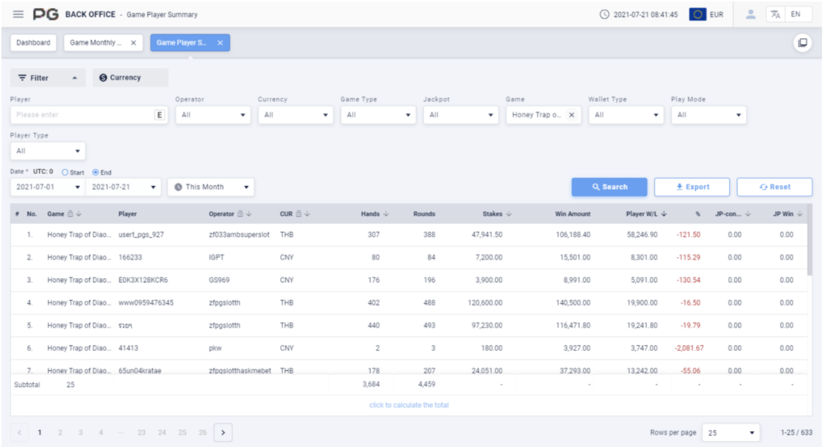 Game player summary Game player summary