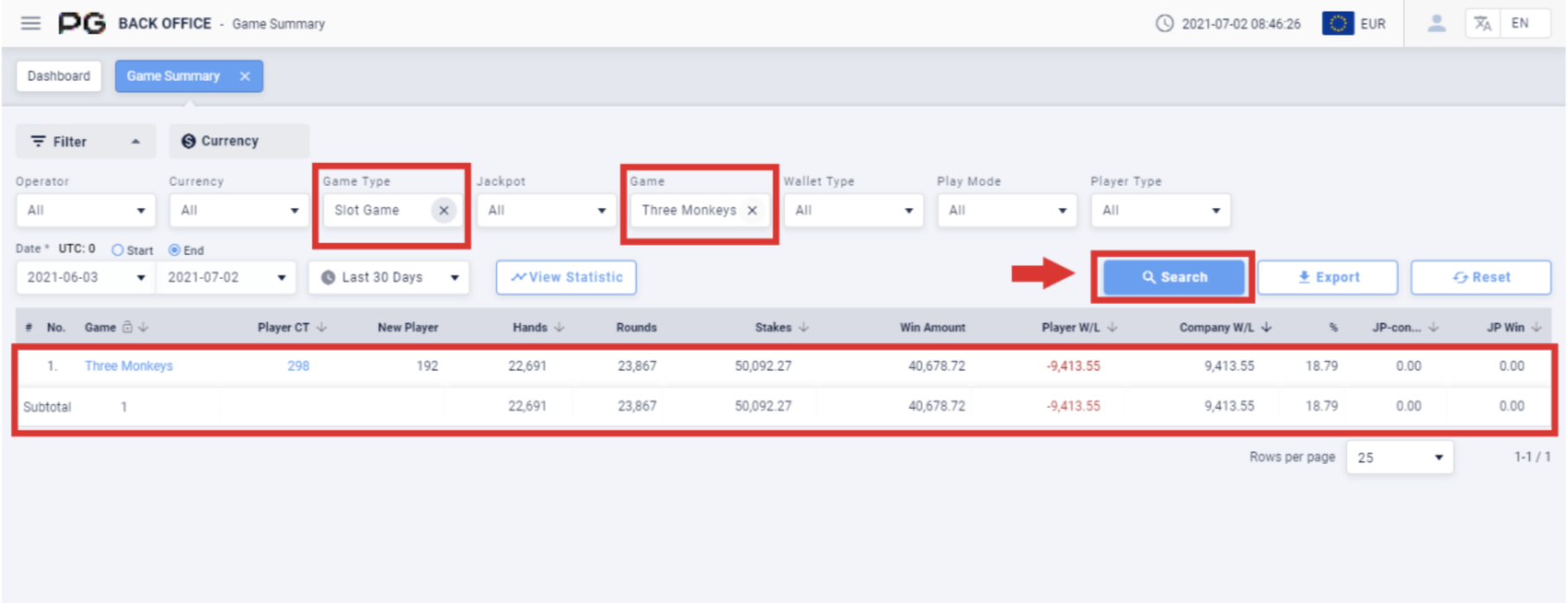 Game summary search Game summary search