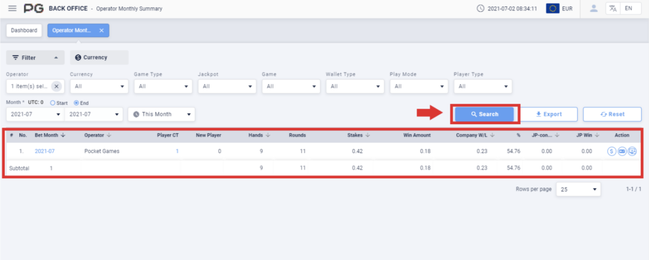 Monthly summary search results Monthly summary search results