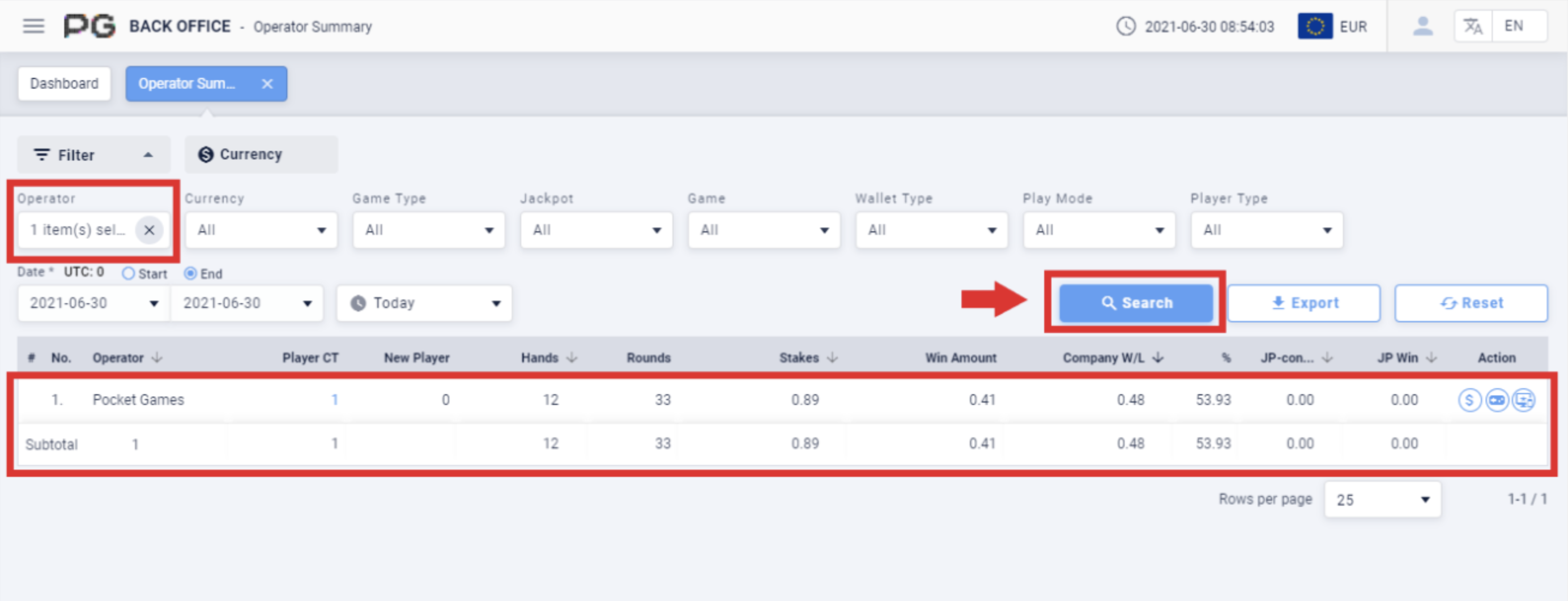 Operator Summary Search Results Operator Summary Search Results