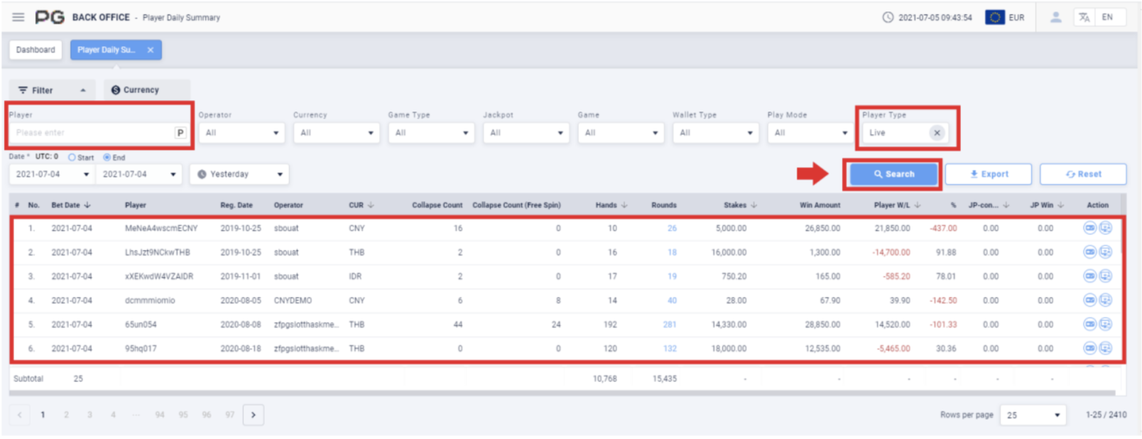 player daily search player daily search