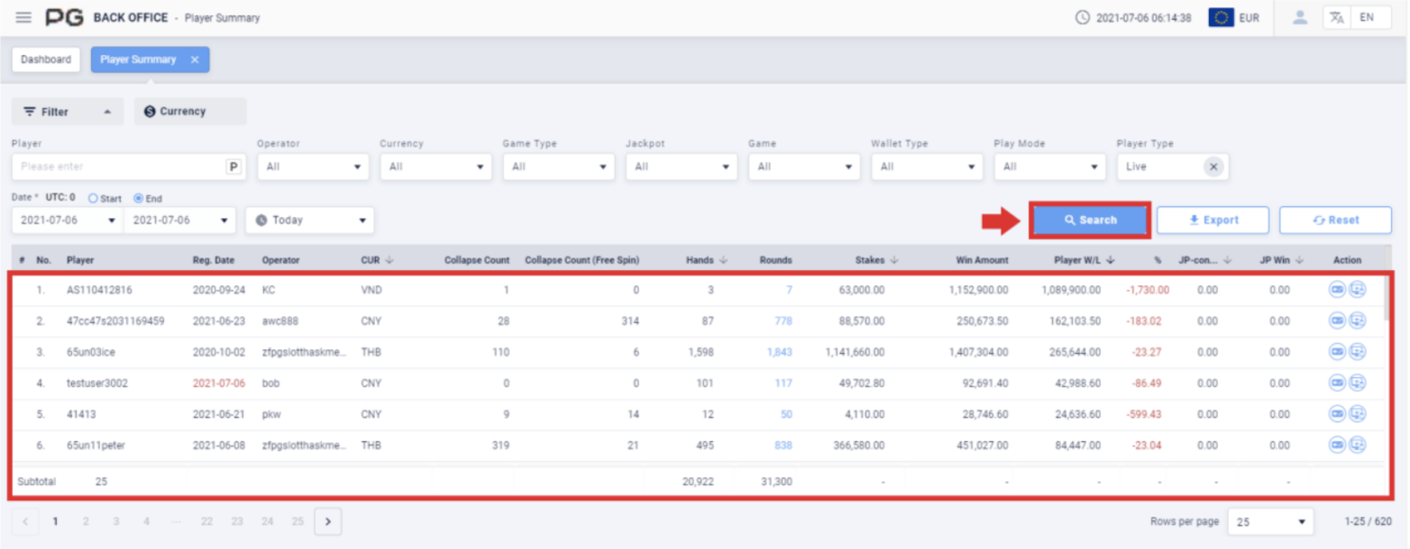 player search player search