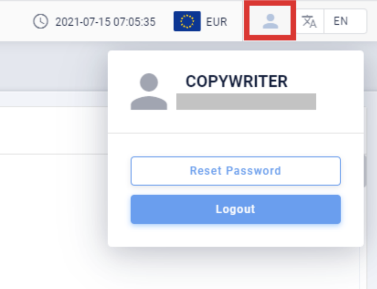 Reset password and Logout