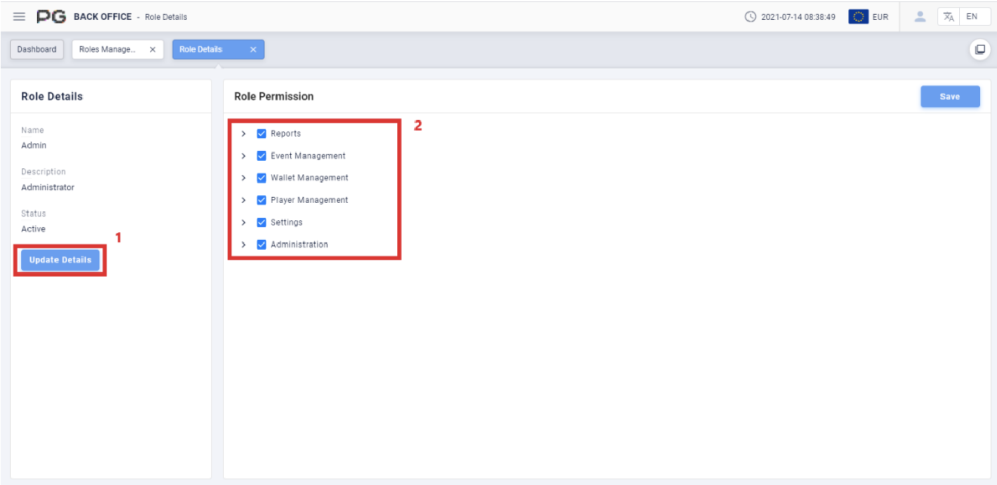 Role management detail
