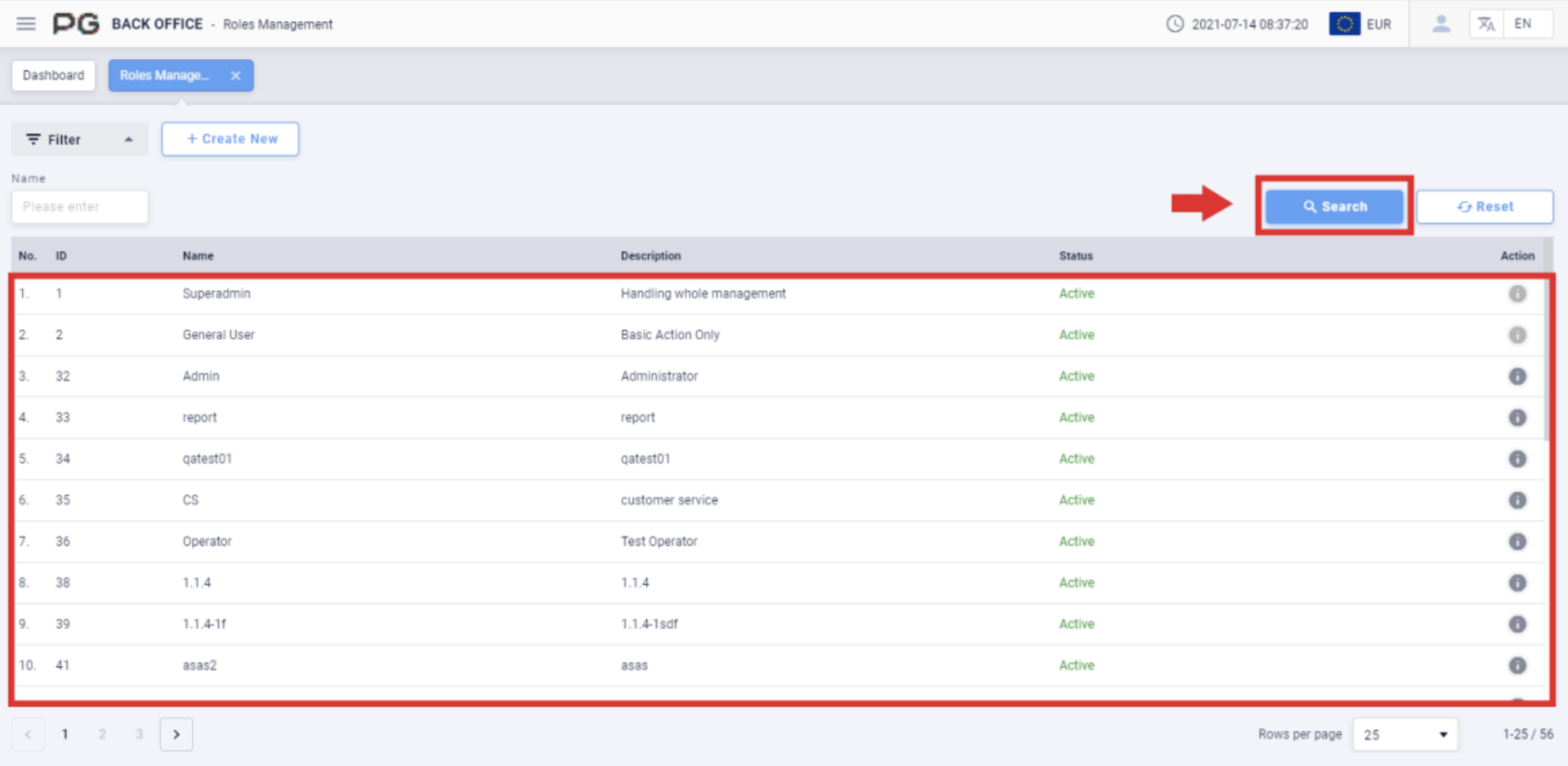 Role management search