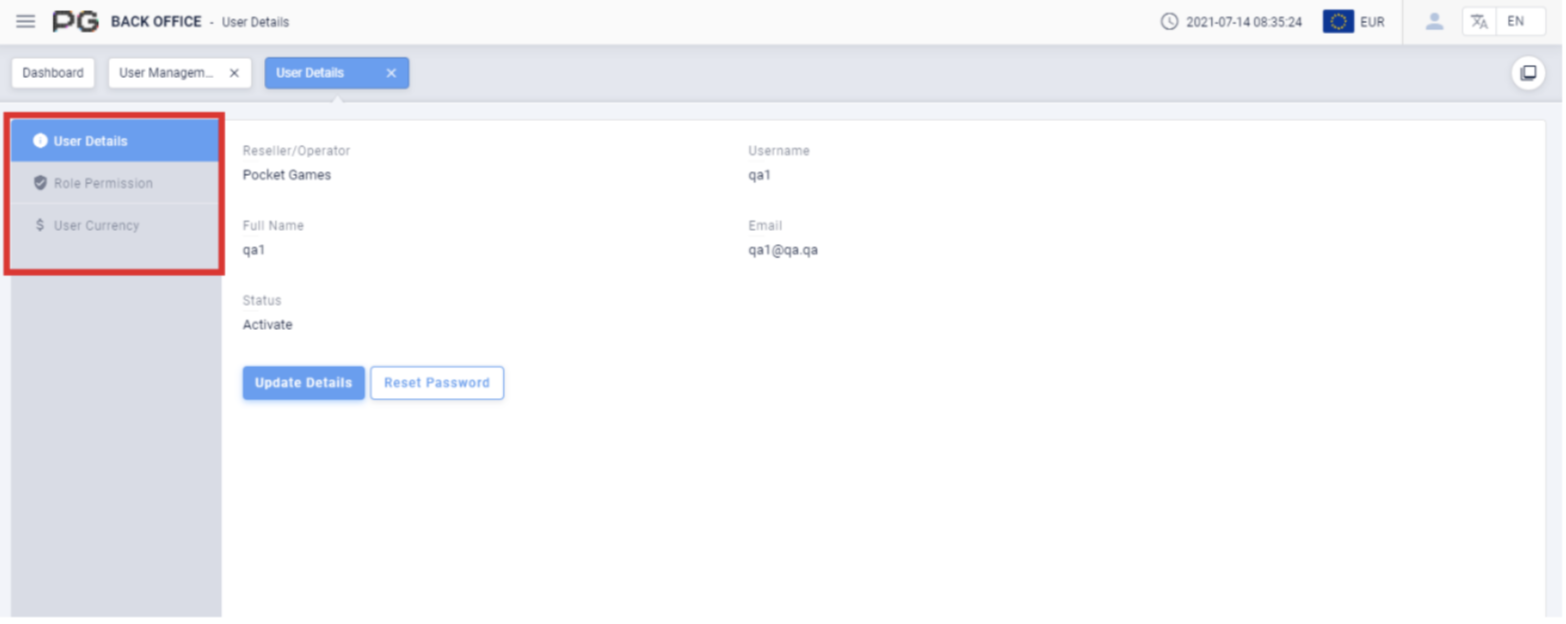 User management detail
